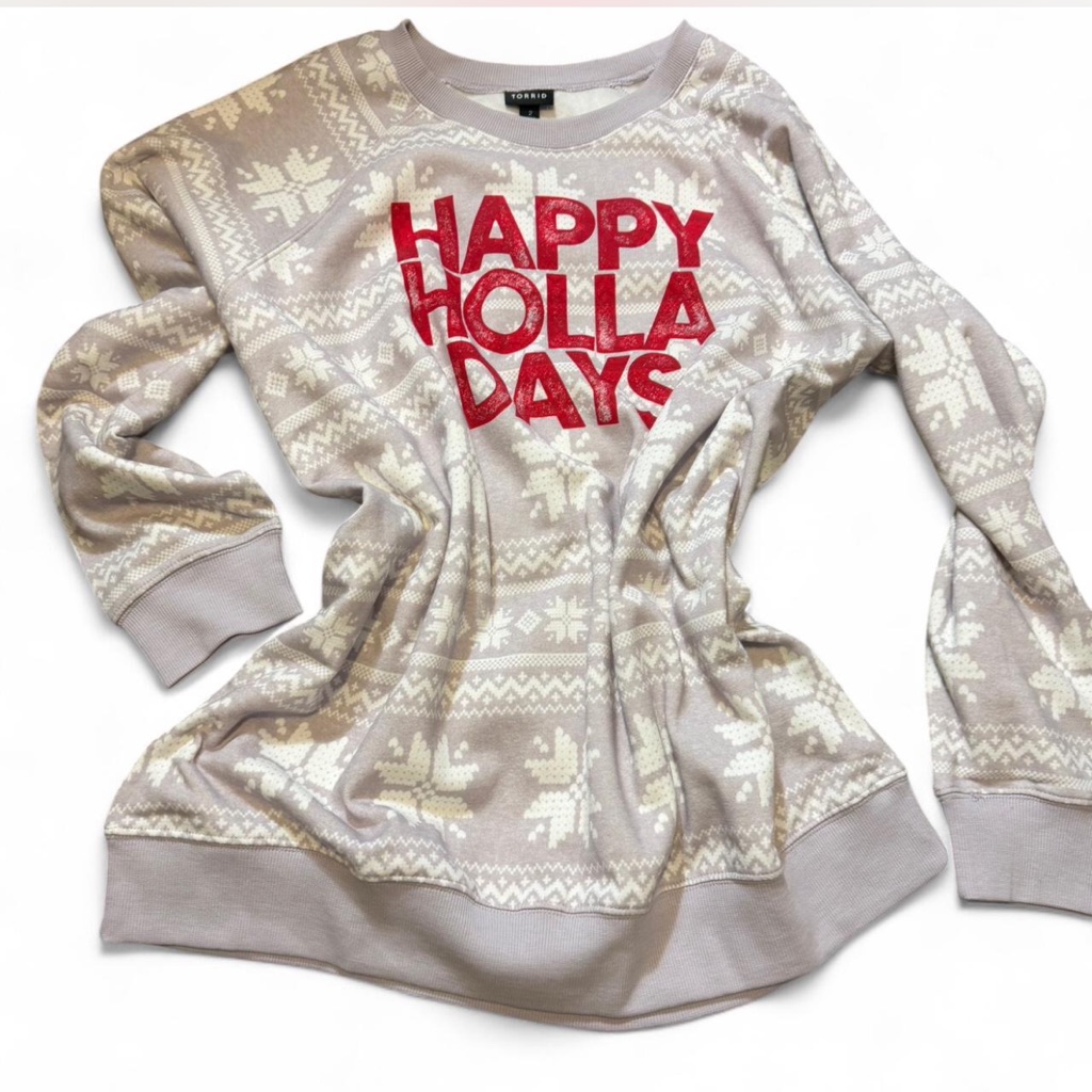 Happy Holla Days Classic Fit Super Soft Plush Crewneck Sweatshirt